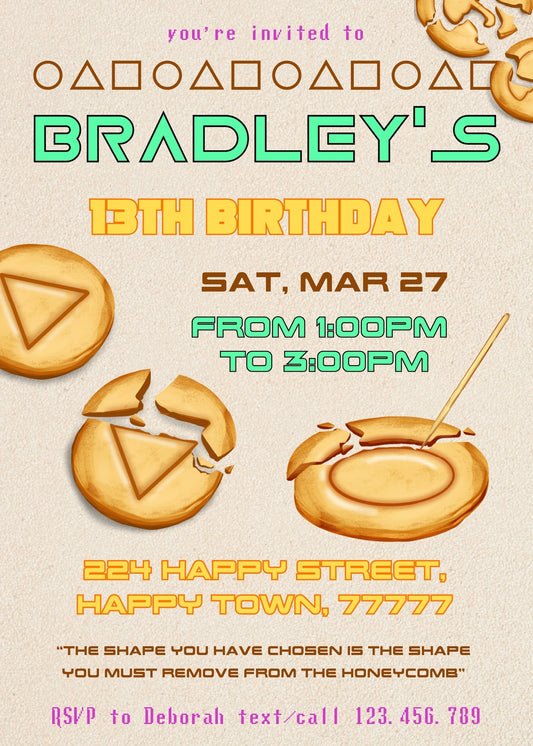 Squid Game customizable birthday invite template, instant download| MW233