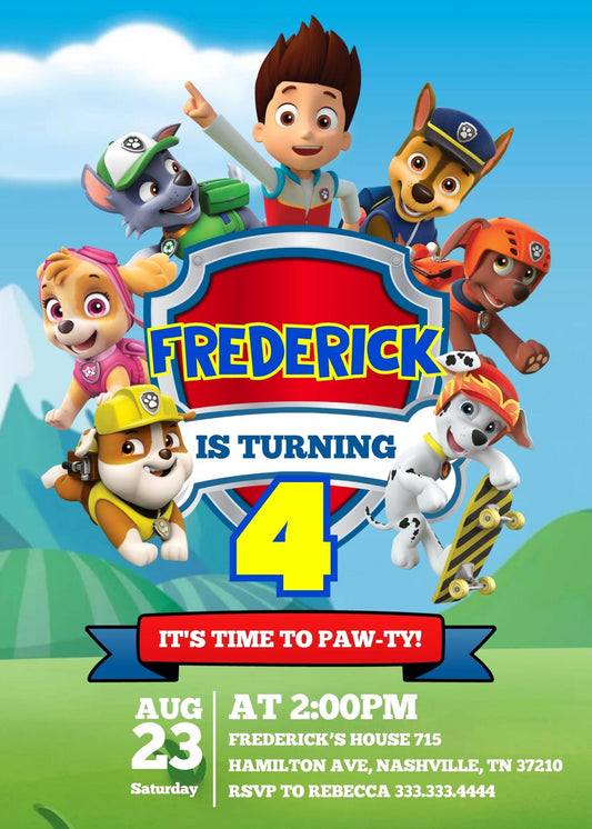 PAW Patrol personizable birthday invitation template, instant download, QU080