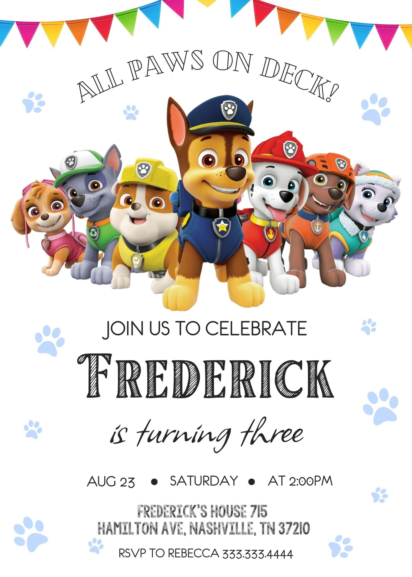 PAW Patrol personizable birthday invitation template, instant download, KF467