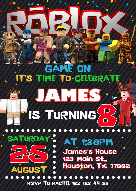 Roblox Gamer personizable birthday invitation template, instant download, RI648