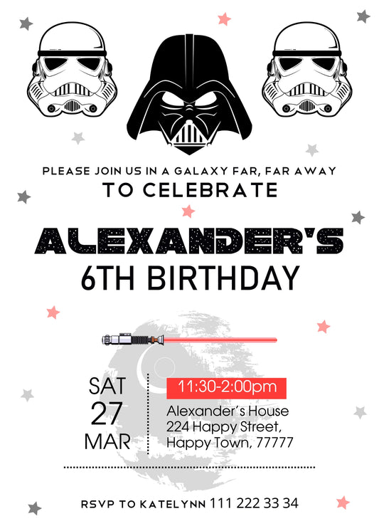 Star Wars Darth Vader customizable birthday invite template, instant download| boy| AO619