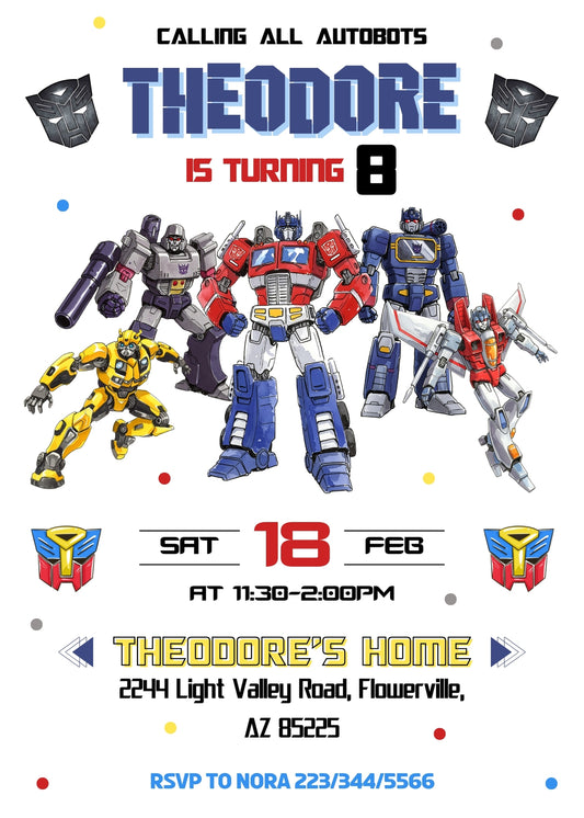 Transformers Rescue Bots customizable birthday invite template, instant download| boy| FV039