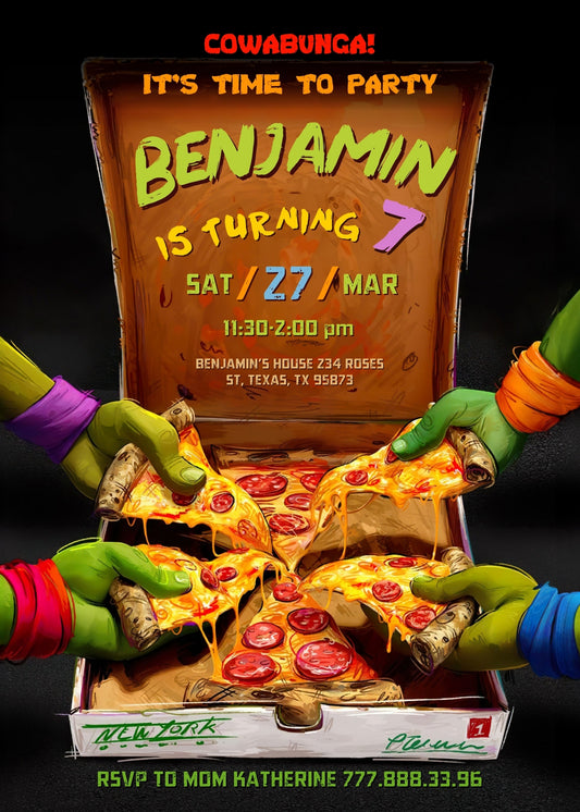 Teenage Mutant Ninja Turtles Mutant Mayhem personizable birthday invitation template, instant download, boy, OJ515