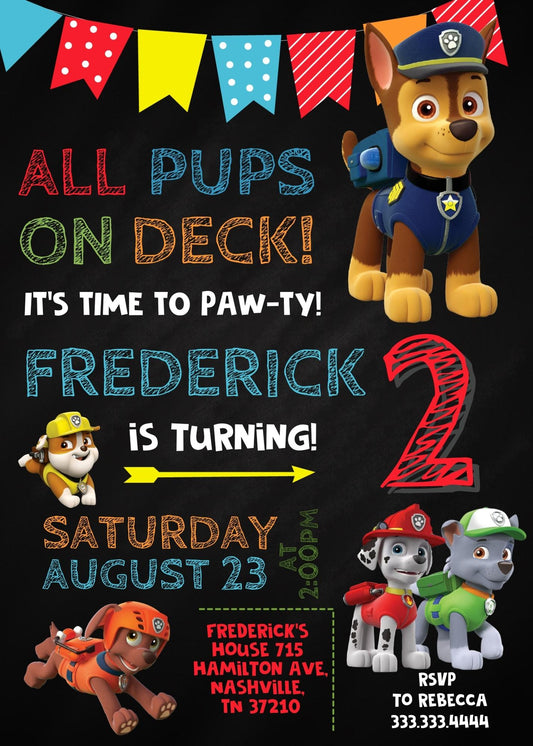PAW Patrol personizable birthday invitation template, instant download, LQ305