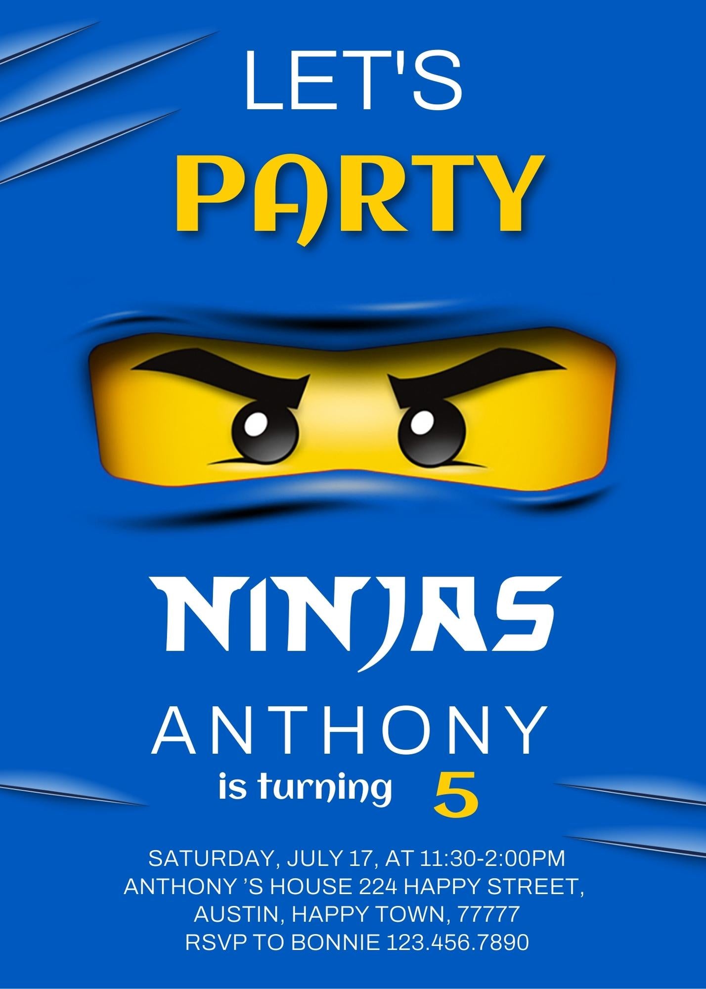 Ninjago Minifigures Lego personizable birthday invitation template, instant download, BS204