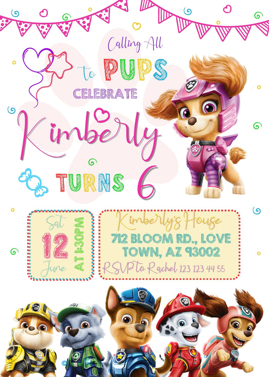 PAW Patrol personizable birthday invitation template, instant download, ZR511