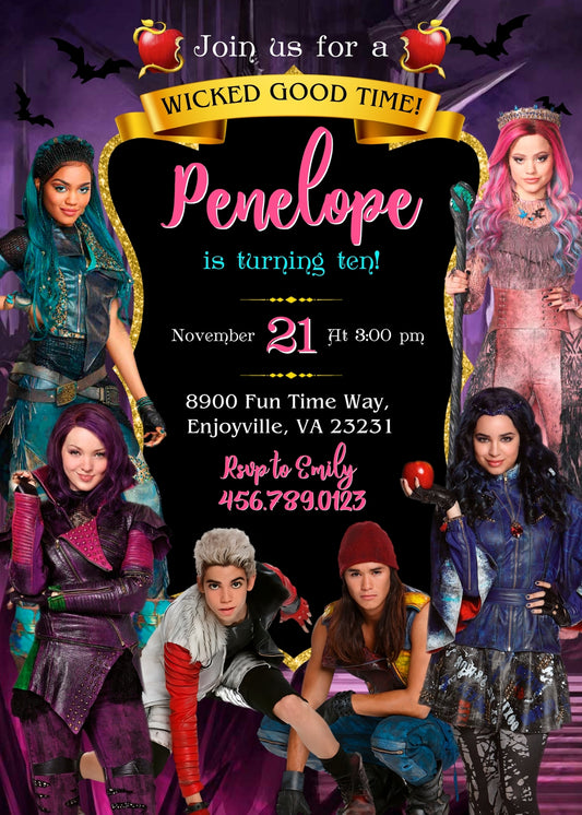 Descendants Disney personizable birthday invitation template, instant download, GY701