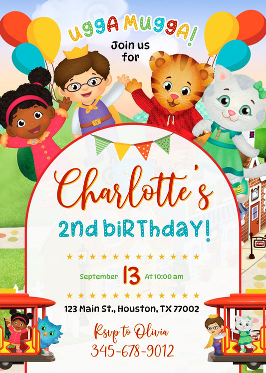Daniel Tiger's Neighborhood personizable birthday invitation template, instant download, XR691