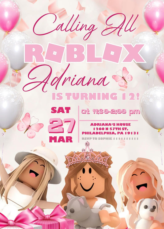 Roblox Gamer personizable birthday invitation template, instant download, EC433