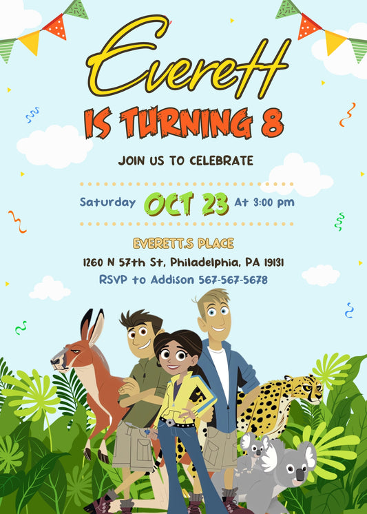 Wild Kratts Creature Hero personizable birthday invitation template, instant download, XX970