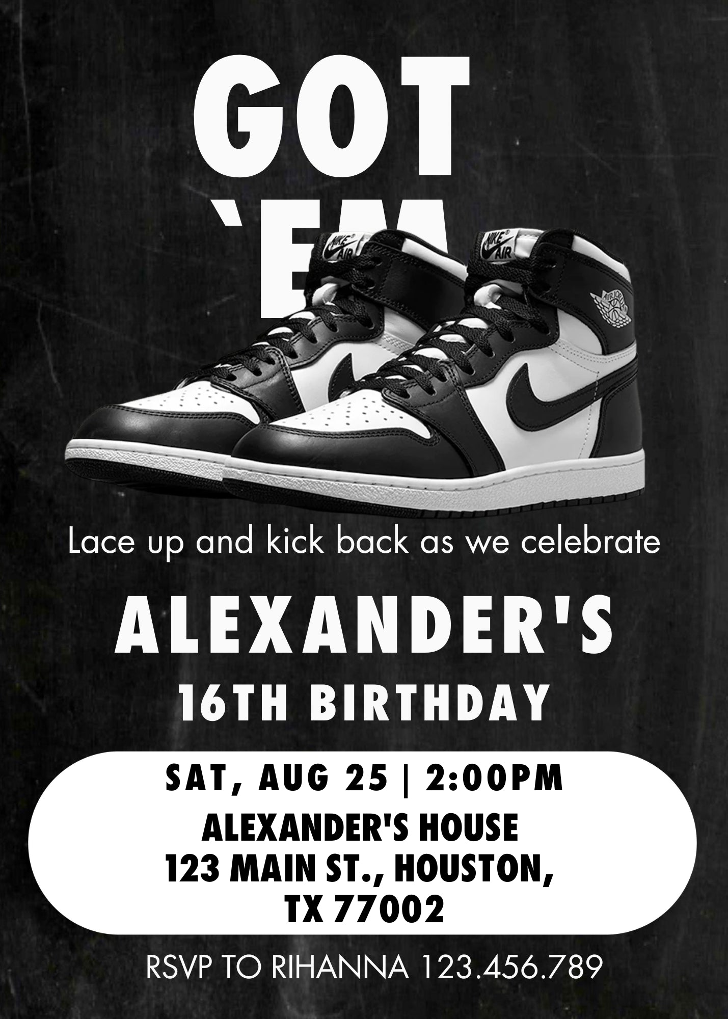 Sneaker Ball Air Jordan Nike personizable birthday invitation template, instant download, GZ186