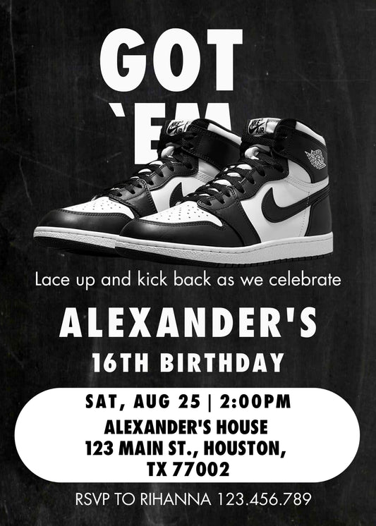 Sneaker Ball Air Jordan Nike personizable birthday invitation template, instant download, GZ186