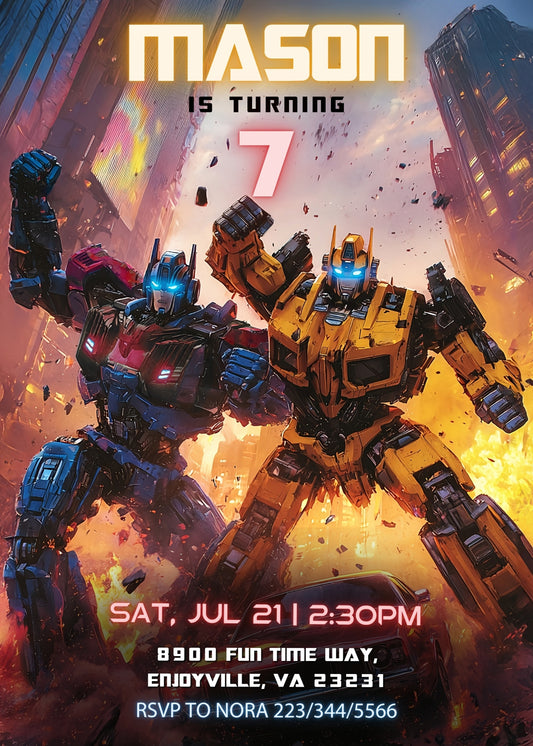 Transformers Rescue Bots personizable birthday invitation template, instant download, boy, EN470