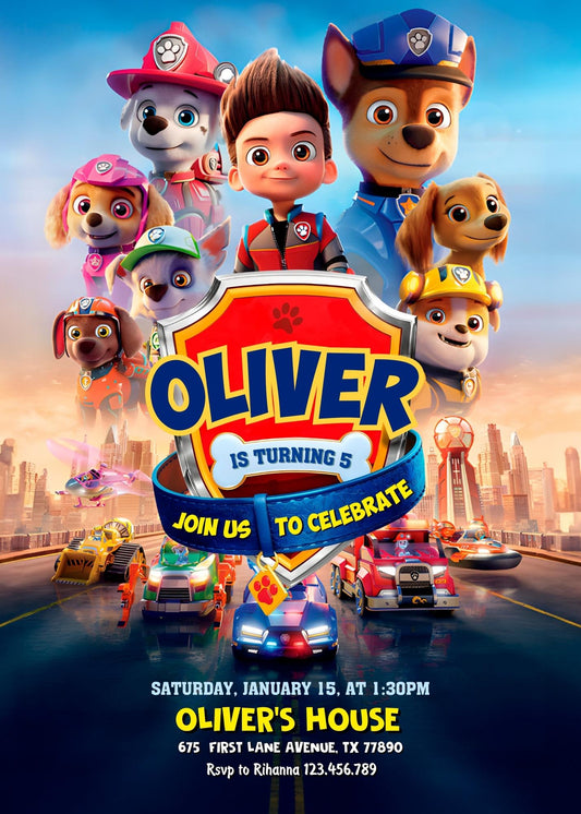 PAW Patrol personizable birthday invitation template, instant download, RK411