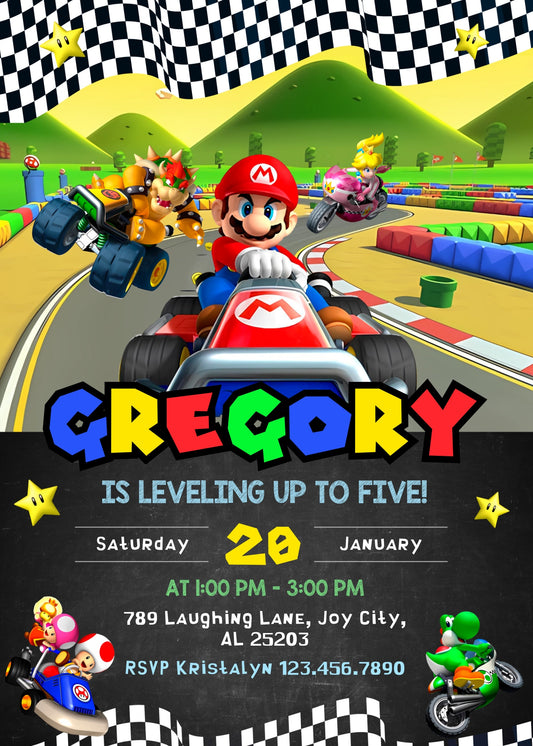 Mario Kart Gamer customizable birthday invite template, instant download| boy| PQ229