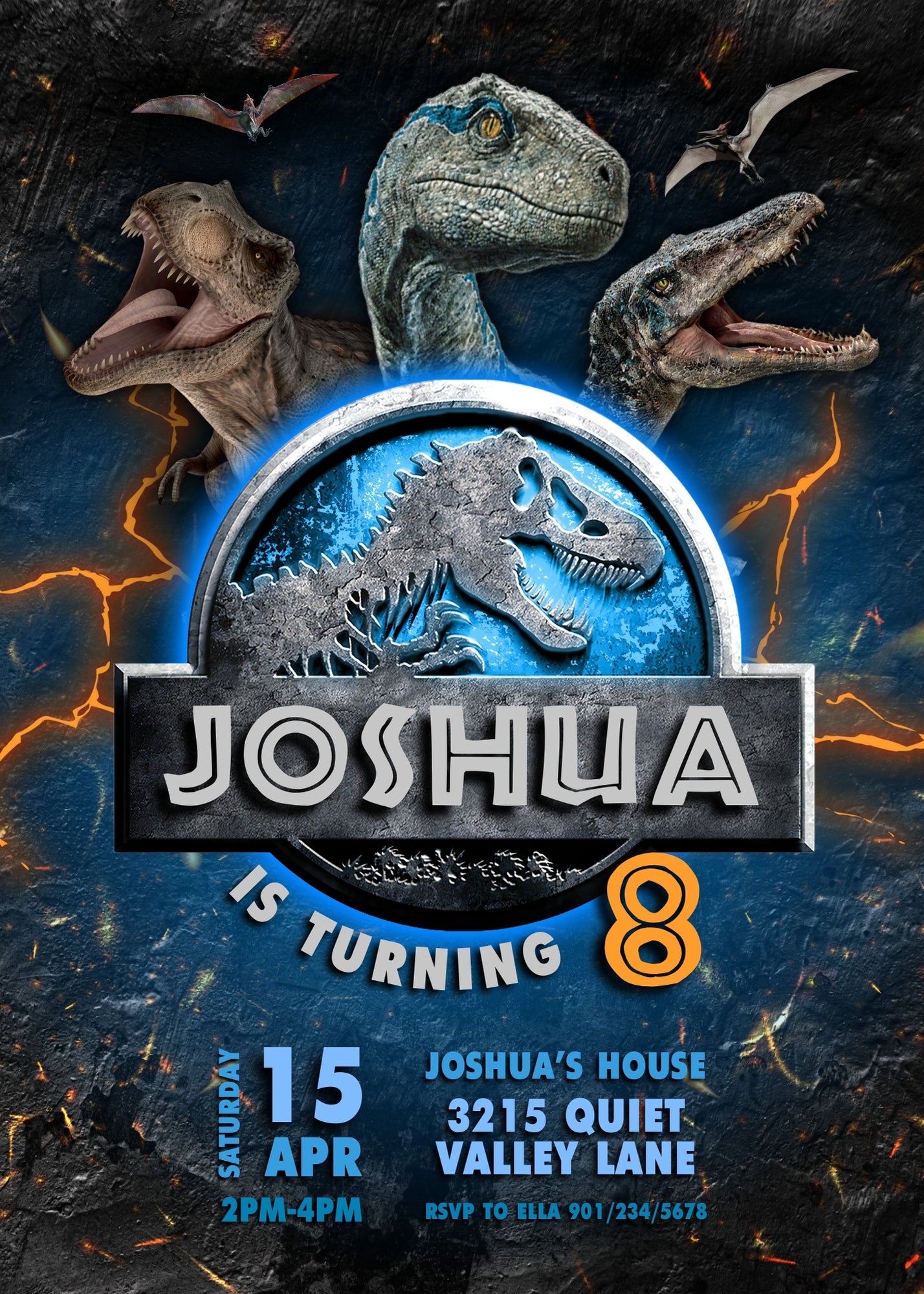 Jurassic World Dinosaur customizable birthday invite template, instant download| HB601