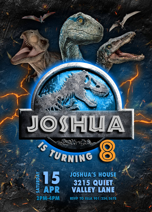 Jurassic World Dinosaur customizable birthday invite template, instant download| HB601