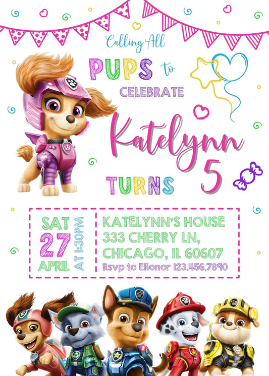 PAW Patrol personizable birthday invitation template, instant download, SW240
