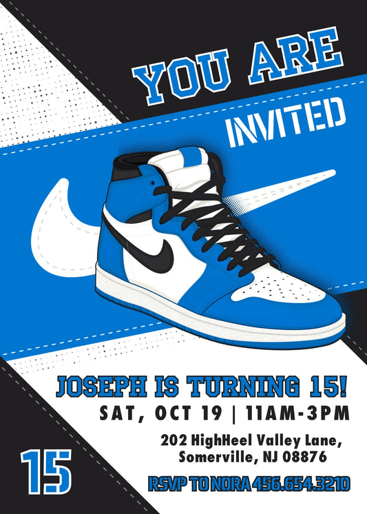 Sneaker Ball Air Jordan Nike personizable birthday invitation template, instant download, HD557