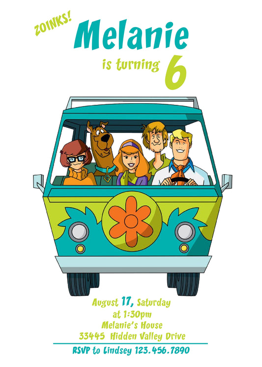 Scooby-Doo personizable birthday invitation template, instant download, YY396