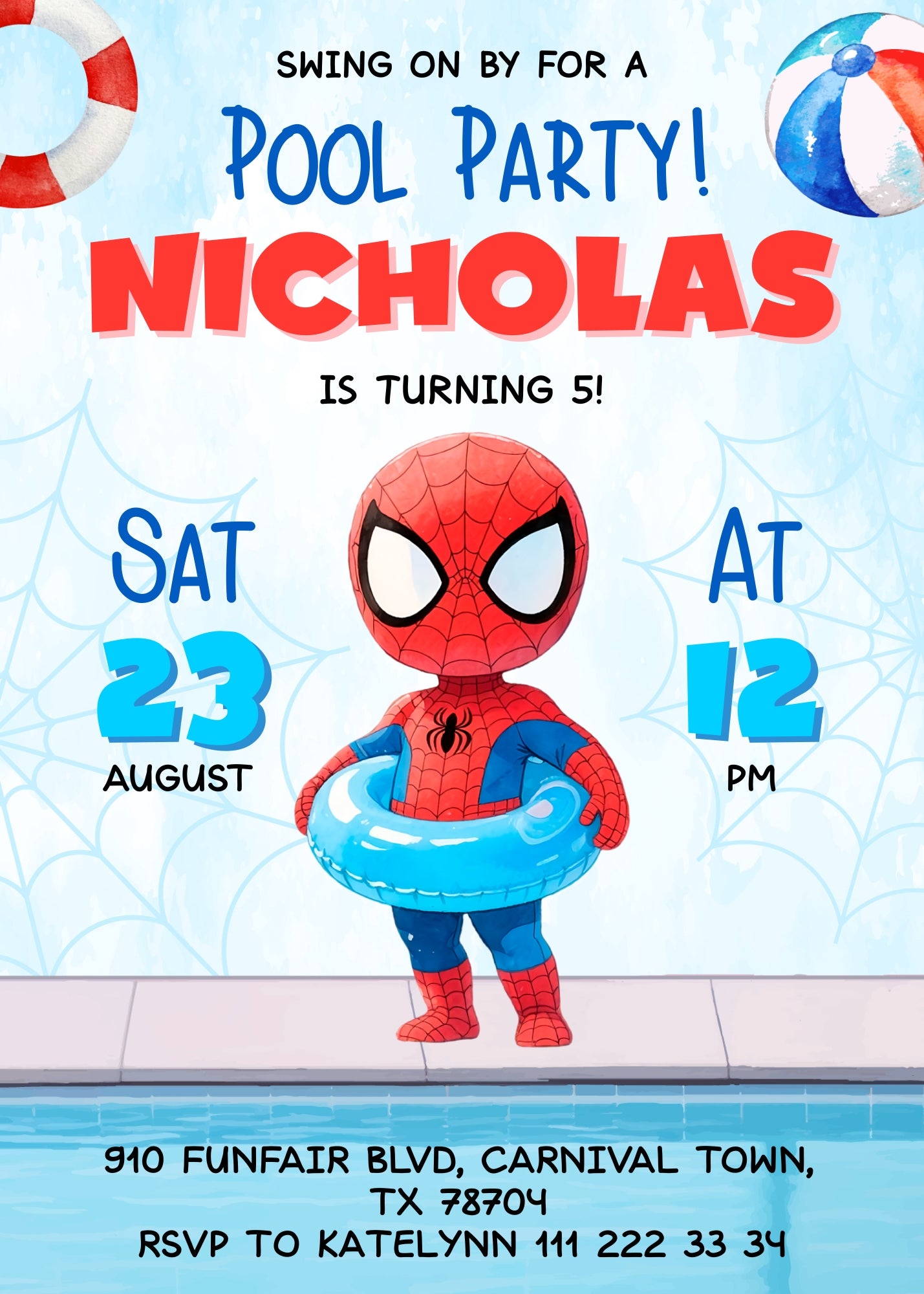 Spidey Amazing Friends Pool Party, Marvel customizable birthday invite template, instant download| BF897