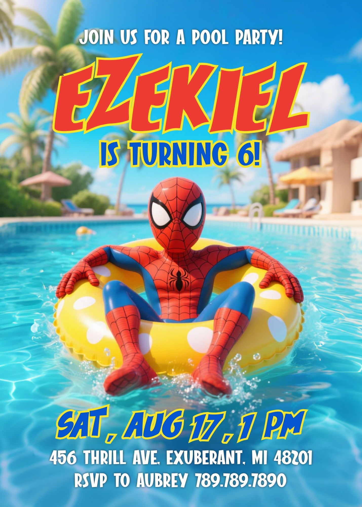 Spidey Amazing Friends Pool Party, Marvel customizable birthday invite template, instant download| RI044